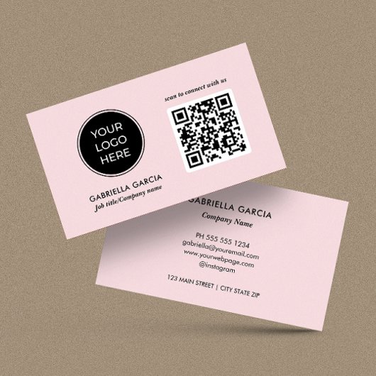 Moderne QR-Code-Rosé-Logo Visitenkarte