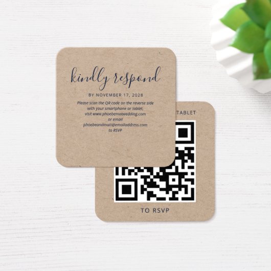 Moderne QR-Code-RSVP-Hochzeitsantwortkarte (Schreibtisch)