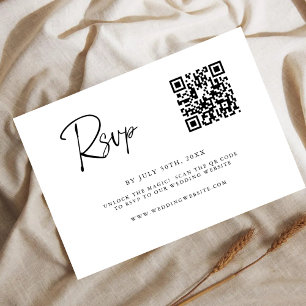 Moderne QR-Code-RSVP-Karte Feine Linienschrift Save The Date