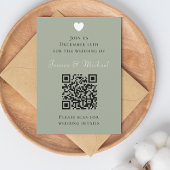 Moderne QR Code Sage Green Wedding Einladung