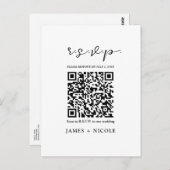 Moderne QR Code Scannable Wedding R.S.V.P. Antwort Postkarte (Vorne/Hinten)