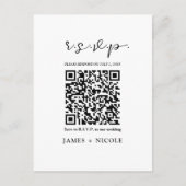 Moderne QR Code Scannable Wedding R.S.V.P. Antwort Postkarte (Vorderseite)