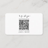 Moderne QR Code Scannable Wedding R.S.V.P. Antwort Visitenkarte (Vorderseite)