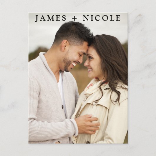 Moderne QR Code Scannable Wedding Save the Date Postkarte (Vorderseite)