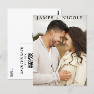 Moderne QR-Code scannbare Hochzeit - Termin vormer Postkarte