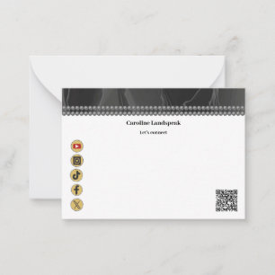 Moderne QR-Code Schwarz Seidenperlen Social Media Mitteilungskarte