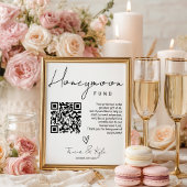 Moderne QR-Code Schwarz-weiß Honeymoon Fund Weddin Poster