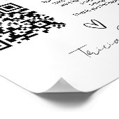 Moderne QR-Code Schwarz-weiß Honeymoon Fund Weddin Poster (Ecke)