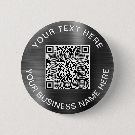 Moderne QR Code Silver Promotions Button (Vorderseite)