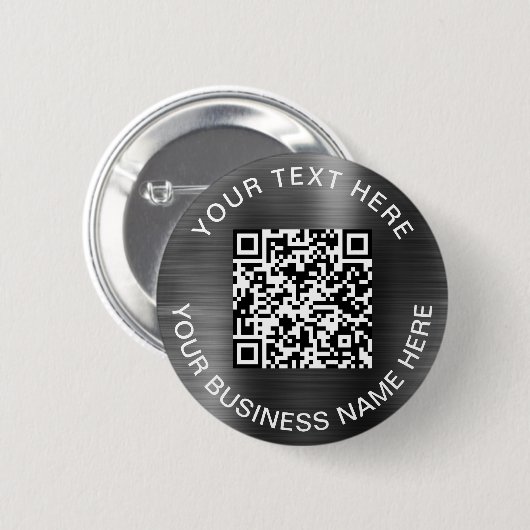 Moderne QR Code Silver Promotions Button (Vorne & Hinten)