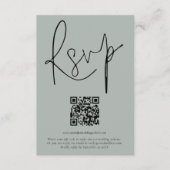 Moderne QR Code Skript Hochzeitslitz RSVP Karte (Vorderseite)