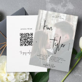 Moderne QR CODE-Skriptnamen Foto Hochzeit Einladung