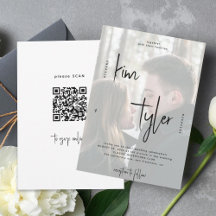 Moderne QR CODE-Skriptnamen Foto Hochzeit