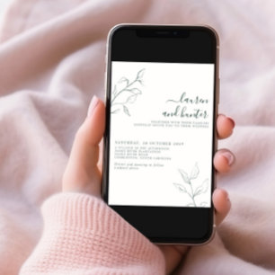 Moderne QR Code Smaragdgrüne botanische Hochzeit Einladung