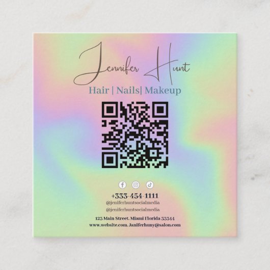 Moderne QR-Code Social Media Business Card Quadratische Visitenkarte (Vorderseite)
