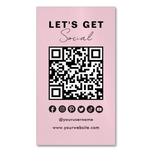Moderne QR Code Social Media Connect mit uns Magnetische Visitenkarte (Vorderseite Vertikal)