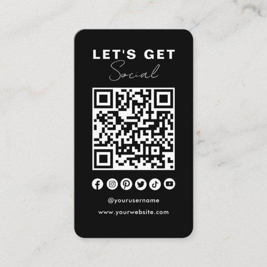 Moderne QR Code Social Media Connect mit uns Visitenkarte (Vorderseite)