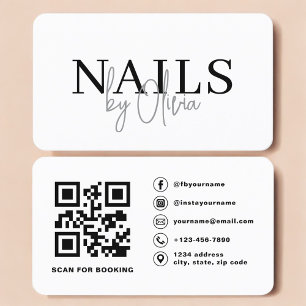 Moderne QR-Code-Typografie für Nageldesigner Visitenkarte