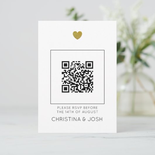 Moderne QR Code UAWG Online-Hochzeitseinladung (Stehend Vorderseite)
