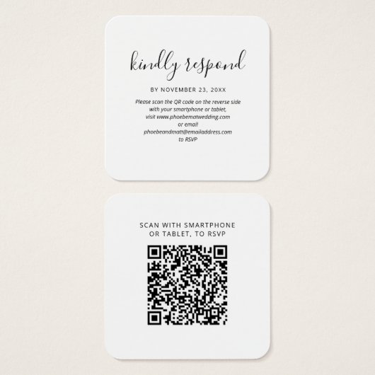 Moderne QR Code UAWG Wedding Website Card (Vorne & Hinten)