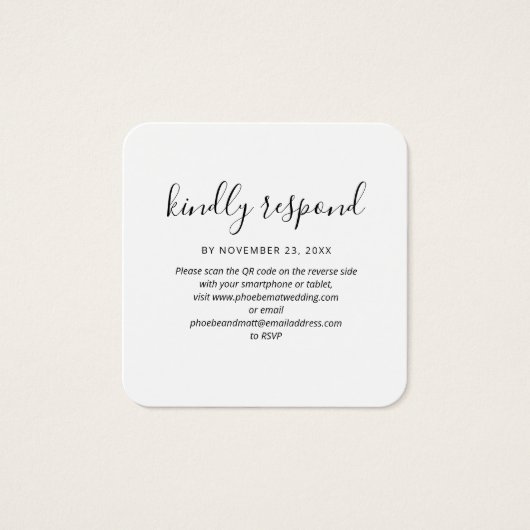 Moderne QR Code UAWG Wedding Website Card (Vorderseite)
