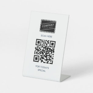 Moderne QR-Code und individuelles Geschäftslogo Sockelschild