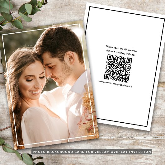 Moderne QR-Code-Vellum-Overlay-Hintergrundfoto Save The Date