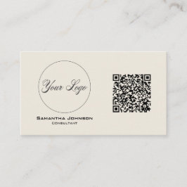 Moderne QR-Code-Visitenkarte für Schwarz und Creme Visitenkarte