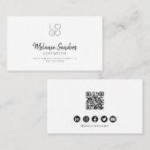 Moderne QR CODE-Visitenkarte für Schwarz/Weiß Visitenkarte (Vorne/Hinten)