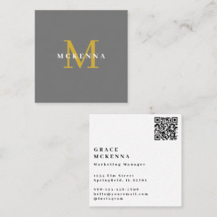 Moderne QR-Code-Visitenkarte in Gold und Grau Quadratische Visitenkarte