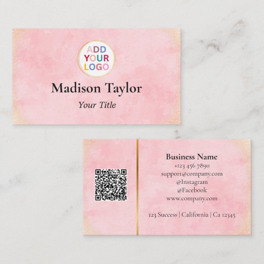 Moderne QR-Code-Visitenkarte mit Logo - Benutzerde Visitenkarte (Vorne/Hinten)