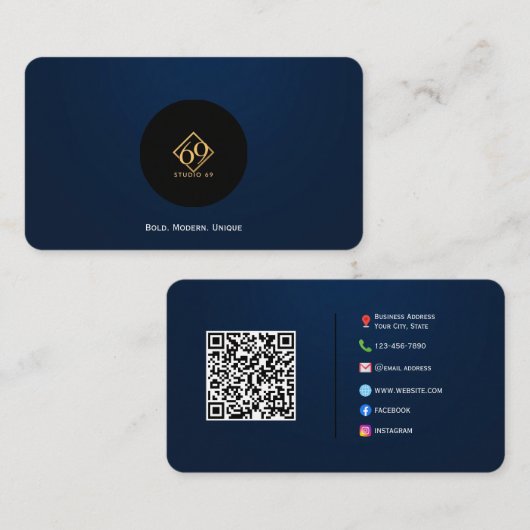 Moderne QR-Code-Visitenkarte mit Logo Visitenkarte (Vorne/Hinten)