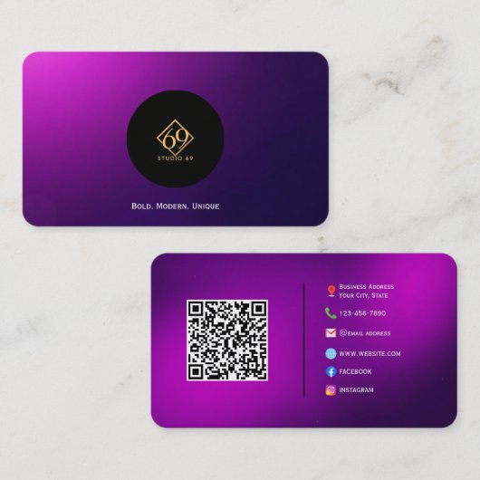 Moderne QR-Code-Visitenkarte mit Logo Visitenkarte (Vorne/Hinten)