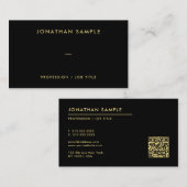 Moderne QR-Code-Vorlage Eleganter Schwarzer Gold-T Visitenkarte (Vorne/Hinten)