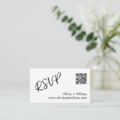 Moderne QR Code Wedding RSVP Card Begleitkarte (Stehend Vorderseite)
