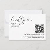 Moderne QR Code Wedding RSVP Card Karte (Vorderseite)