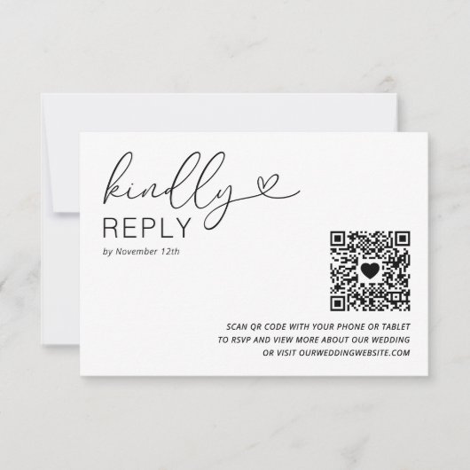 Moderne QR Code Wedding RSVP Card Karte (Vorderseite)