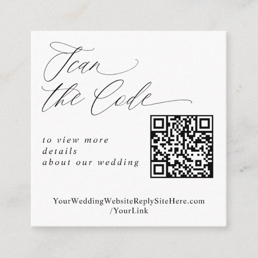 Moderne QR Code Wedding Website Begleitkarte (Vorderseite)