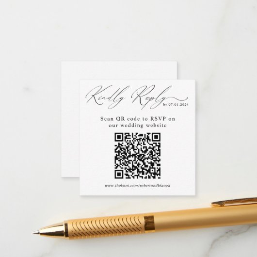 Moderne QR Code Wedding Website RSVP Card Begleitkarte (Vorderseite/Rückseite Beispiel)