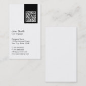 Moderne QR Code Zivil Engineer Business Card Visitenkarte (Vorne/Hinten)