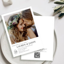 Moderne QR-Foto-Hochzeit in Schwarz und Weiß