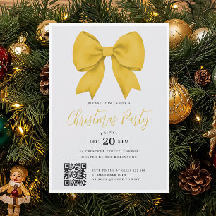 Moderne QR-Gold-Festtags-Schleife Weihnachtsfeier Einladung
