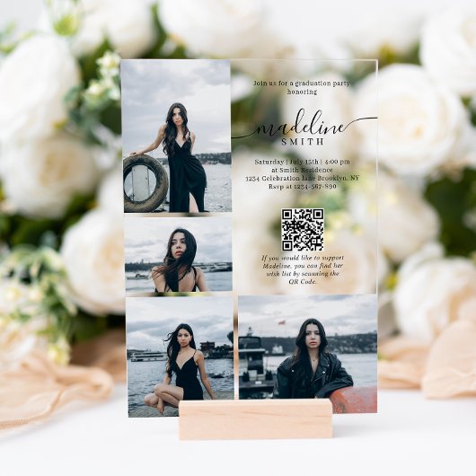 Moderne QR-Graduierungspartei für FotoCollage Acryleinladungen