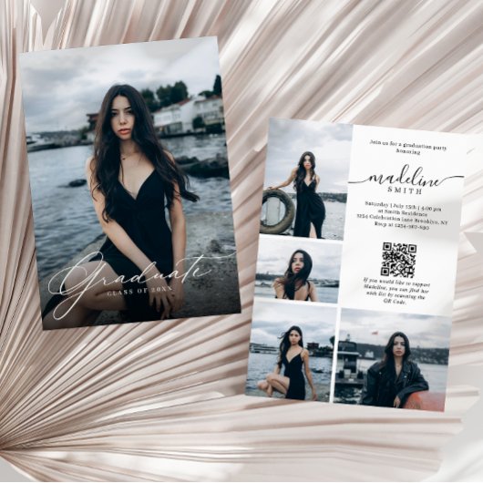 Moderne QR-Graduierungspartei für FotoCollage Einladung