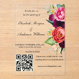 Moderne QR-Hochzeit Acryleinladungen