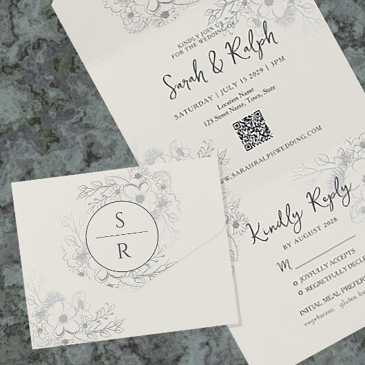 Moderne QR-Hochzeit All In One Einladung