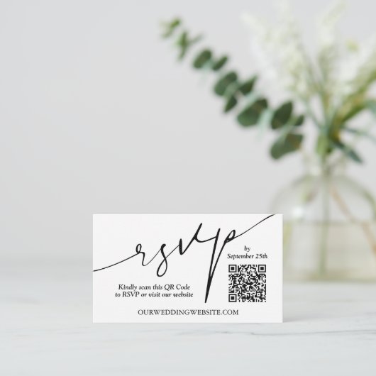 Moderne QR-Hochzeit Begleitkarte (Stehend Vorderseite)