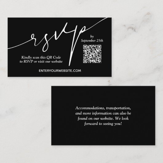 Moderne QR-Hochzeit Begleitkarte (Vorne/Hinten)