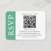 Moderne QR Hochzeit RSVP Minze grün und weiß Begleitkarte (Vorderseite)