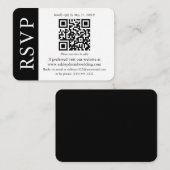 Moderne QR Hochzeit RSVP Schwarz-Weiß Begleitkarte (Vorne/Hinten)